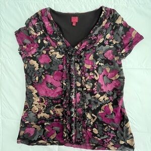 212 Collection Top. Red and Black with Ruffles. Size M